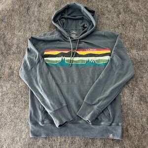 LL Bean Camp Hoodie Blue/Gray Mens Small Regular